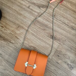 Orange Leather Crossbody Bag